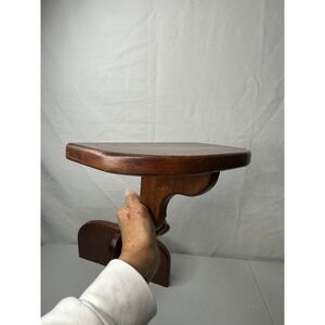 Wooden Wall Shelf Set Curved Edge Walnut Tone Display Decor